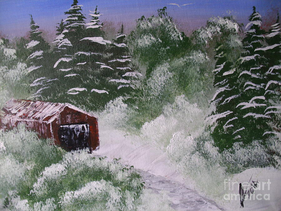 Barn Painting - Snow Barn by Collin A Clarke