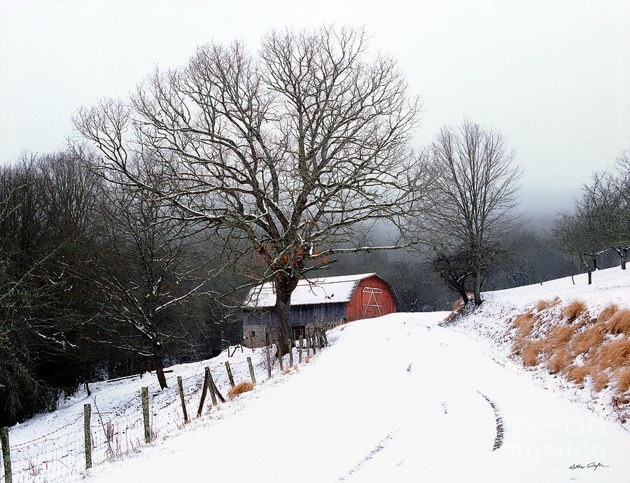 Snow Barn Red Door 2007 Photograph by Matthew Turlington