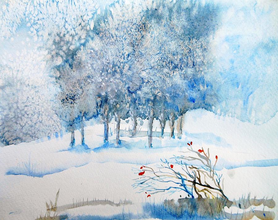 Snow Blizzard in the Grove  Painting by Trudi Doyle