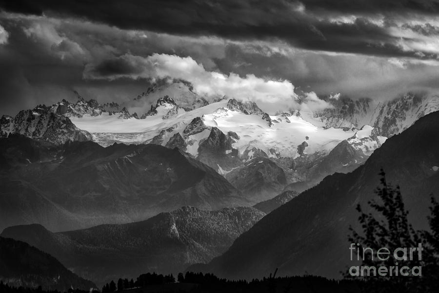 Snow Capped Alps BW Photograph by Timothy Hacker