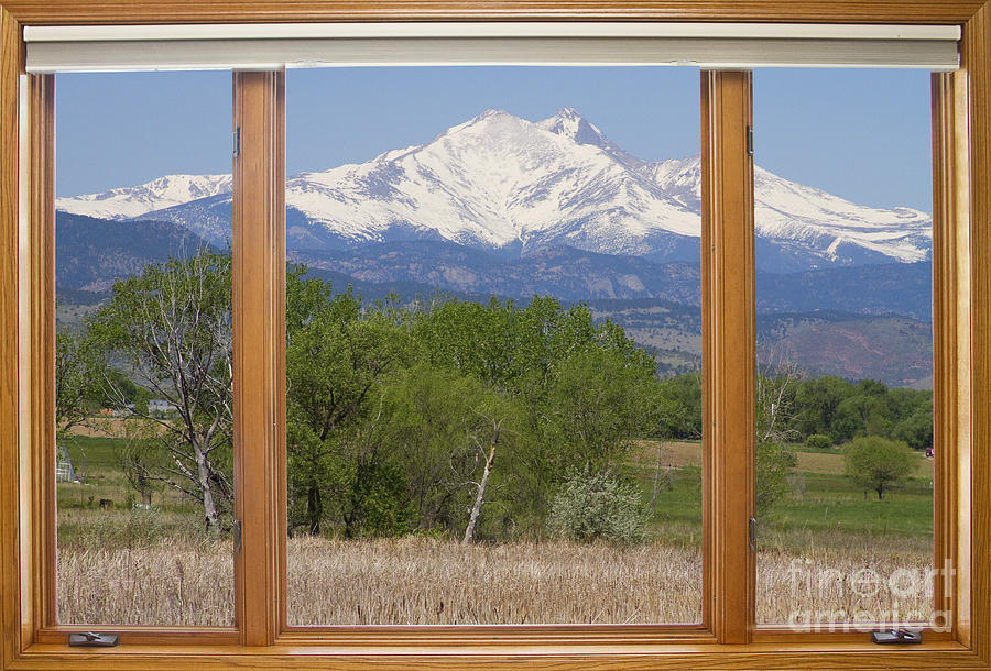 Snow Capped Longs Peak Picture Window View Photograph