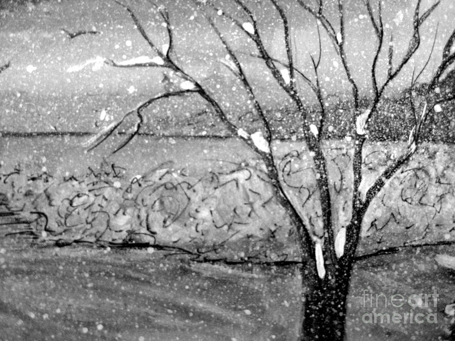 Snow Capped Tree Painting by Gretchen Allen