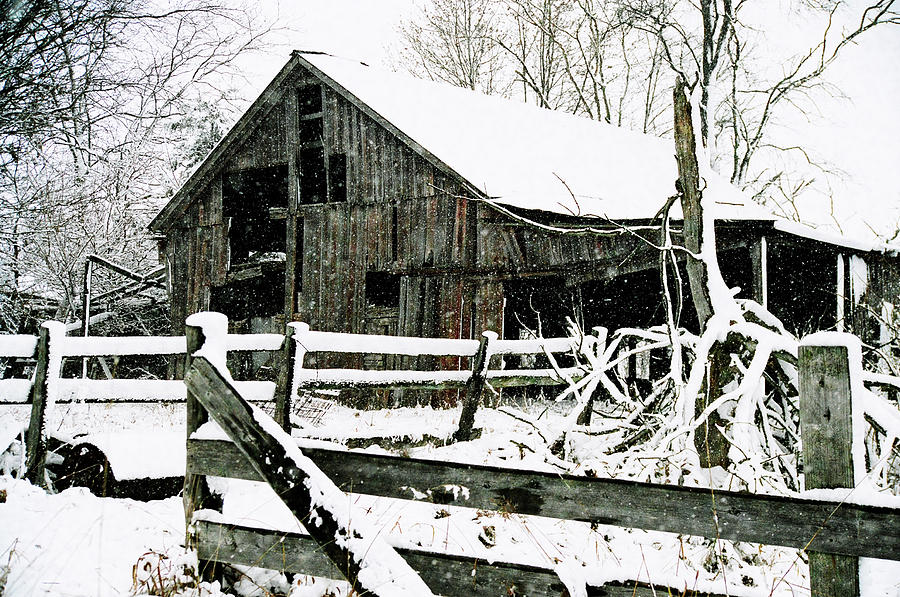 Barn Photograph - Snow Covered Barn by Kimberleigh Ladd