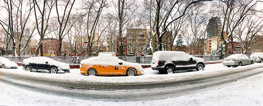 Snow Covered Cars Parked On The Street Photograph By Panoramic Images ...