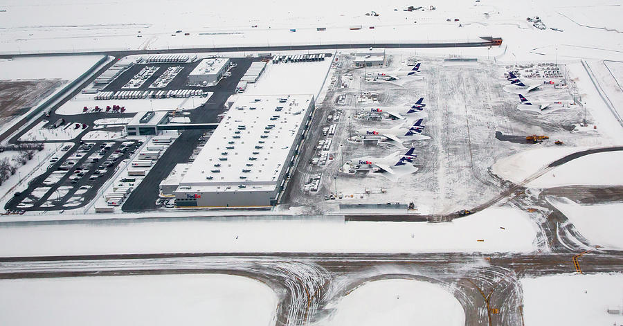 Snow-covered Fedex Terminal Photograph by Jim West
