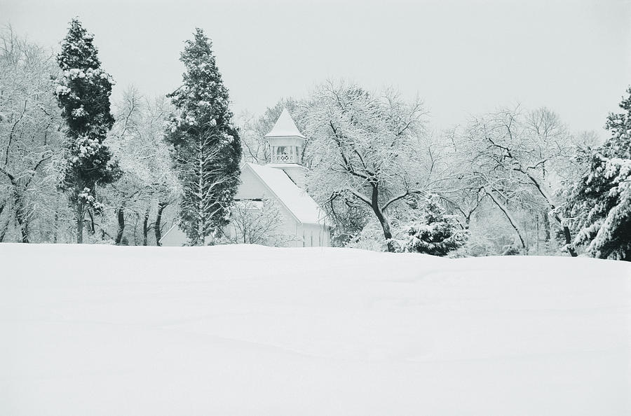 Black And White Photograph - Snow Covered Golf Course, Congressional by Panoramic Images