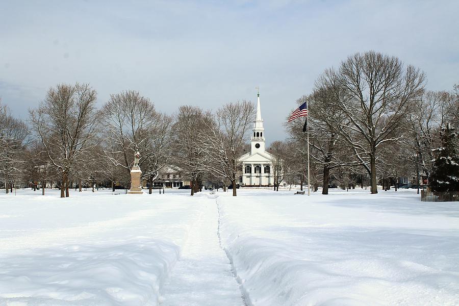 Guilford Green Photograph - Snow Covered Guilford by Catie Canetti