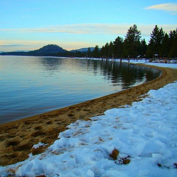 Shoreline Photograph - Snow Covered Lake Tahoe Shoreline by Brandon McClintock