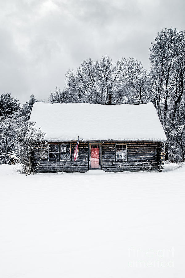 Snow Covered Log Cabin Photograph by Edward Fielding