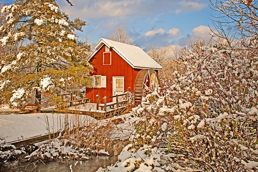 Snow covered mill. Photograph by Michael Porchik