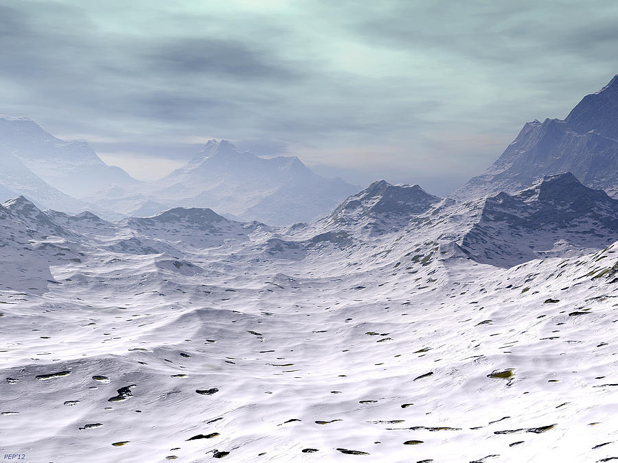 Snow Covered Mountains Digital Art by Phil Perkins