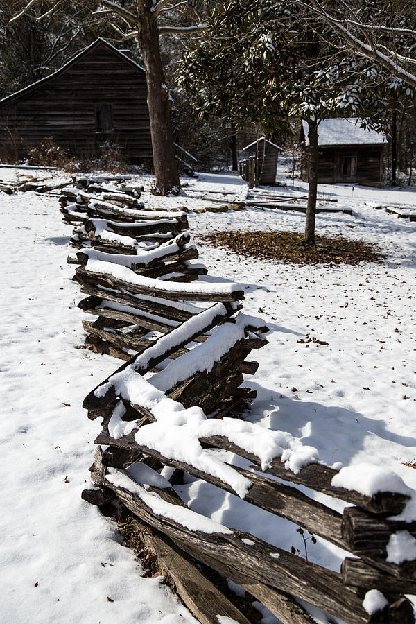 Snow Covered Split-Rail Fence Photograph by Charles Hite