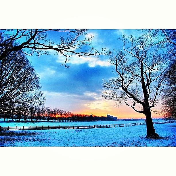 Bd Photograph - Snow Covered Sunrise, York Race Course by Chris Barber