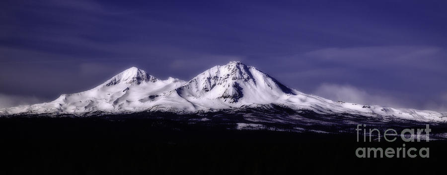 Snow Covered Two of Three Sisters Mountain Tops In Oregon Photograph by Jerry Cowart