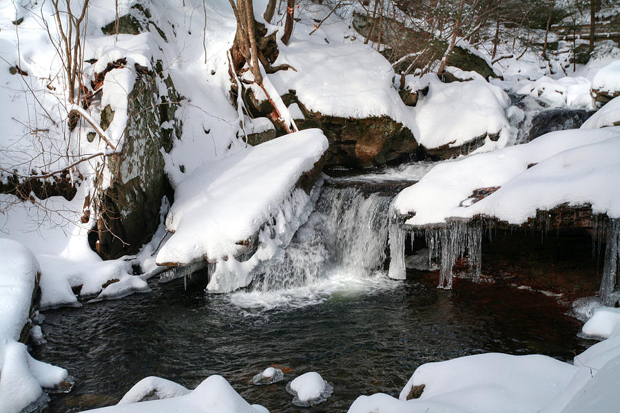 Snow Covered Unsung Glen Leigh Waterfall Photograph by Gene Walls