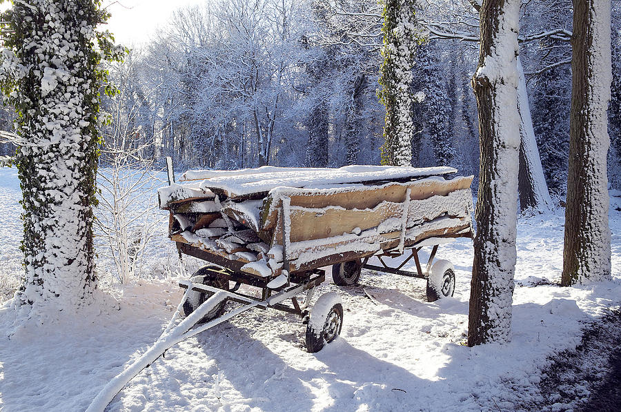 Snow Covered Wagon In Winter Landscape Photograph by Laurence ...