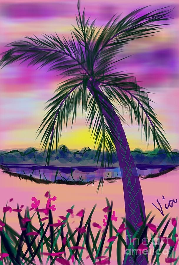 Snow Day in the Tropics Painting by Judy Via-Wolff