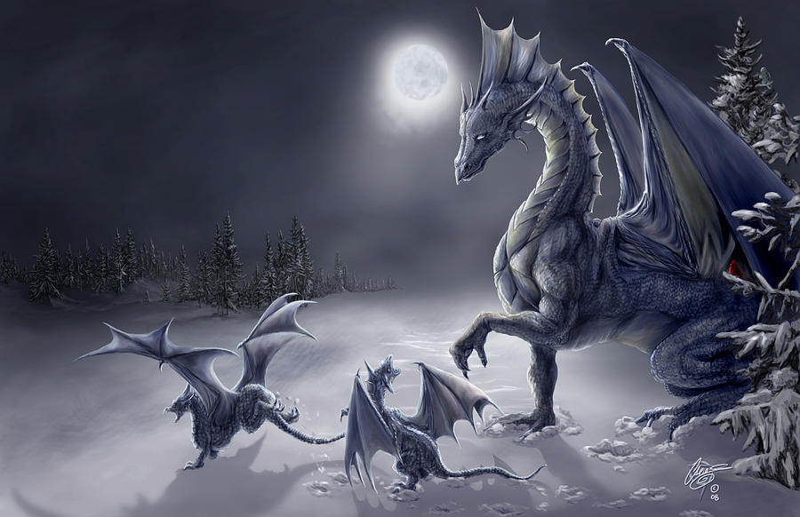 Dragon Digital Art - Snow Day by Rob Carlos