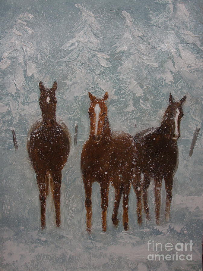 Horses Painting - Snow Day by Sherri Anderson Horses Painting - Snow Day by Sherri Anderson