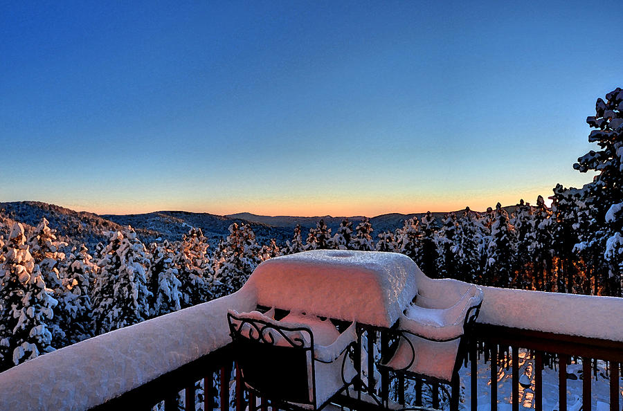 Snow Deck Sunrise - Water Color Photograph by Matt Swinden