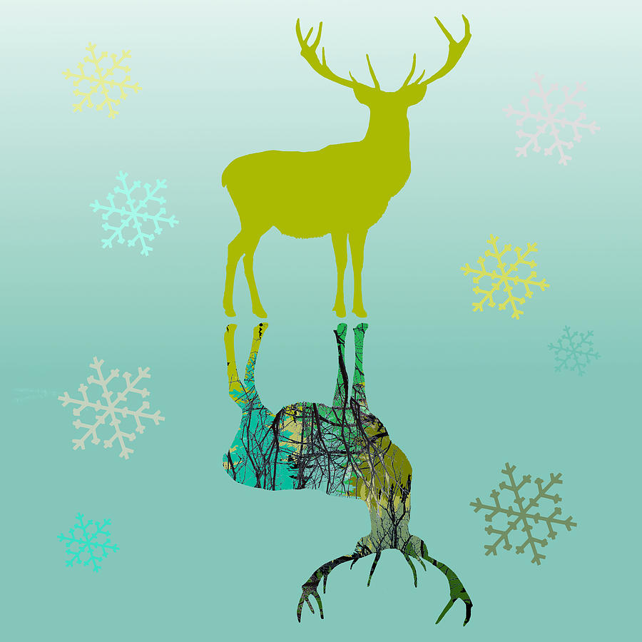Snow Deer In Aqua Photograph by Suzanne Powers
