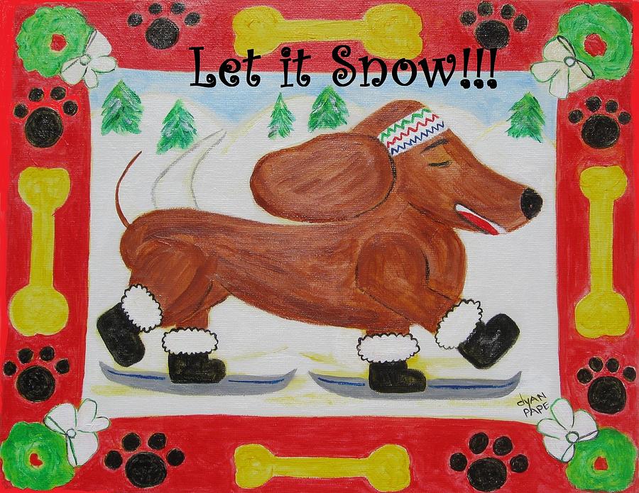 Snow Dog Painting by Diane Pape