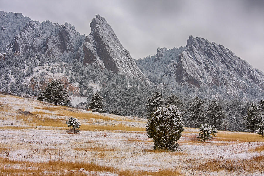 Snow Dusted Flatiron View Boulder Colorado Photograph by James BO Insogna