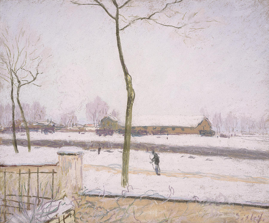 Alfred Sisley Painting - Snow Effect Effet De Neige Pastel On Paper C. 1880-1885 by Alfred Sisley