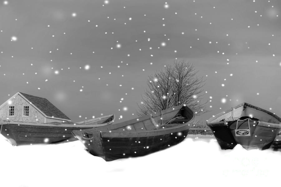 Winter Photograph - Snow Falling in the Harbor by Brenda Giasson
