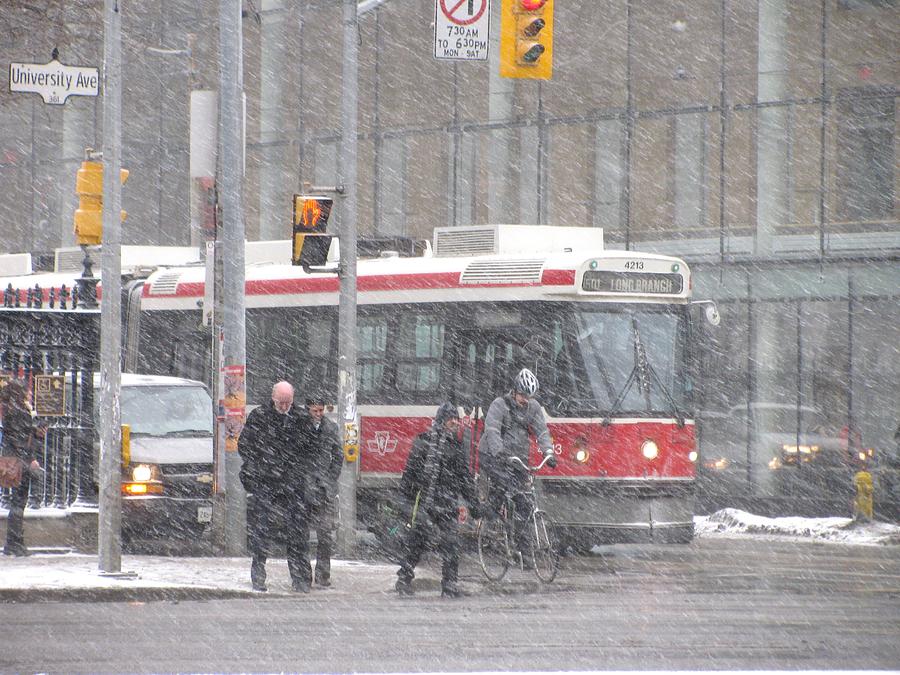 City Life Photograph - Snow Falling In Toronto by Alfred Ng