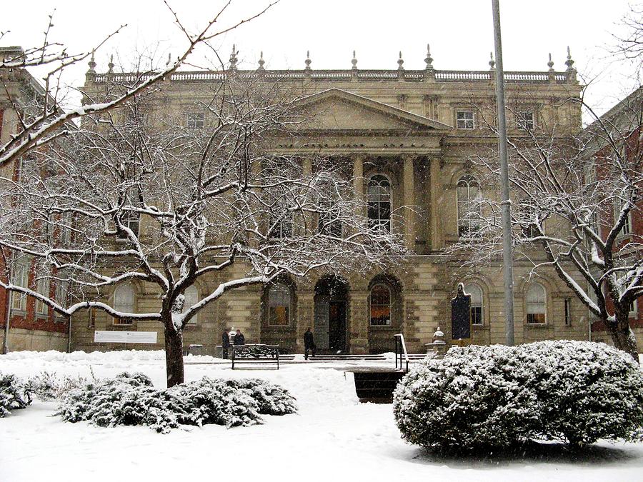 snow falling on Osgoode Hall Photograph by Alfred Ng