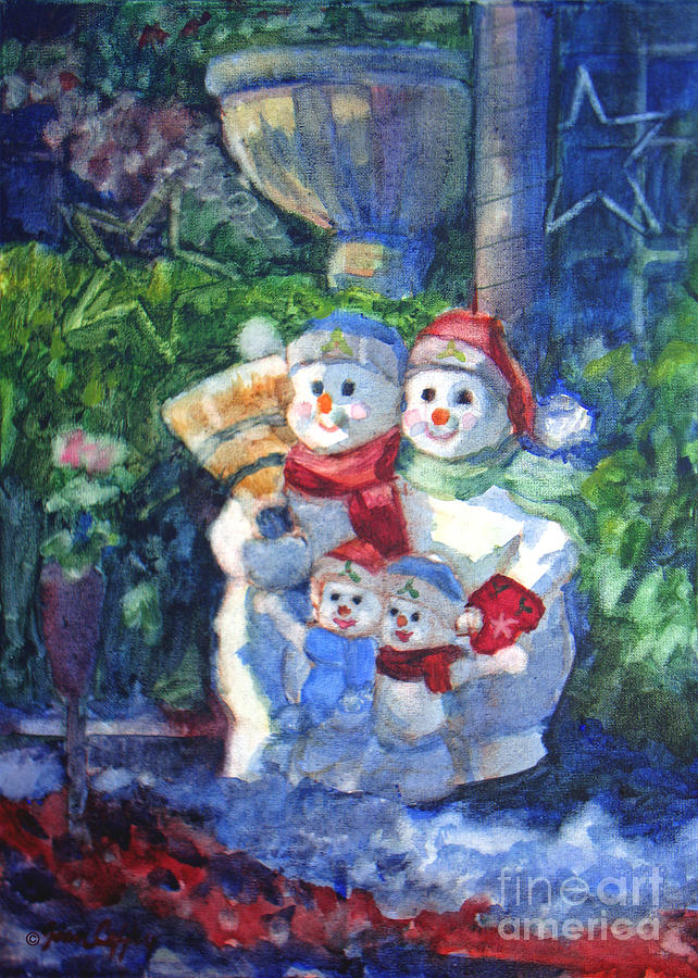 Snow Family Painting by Joan Coffey