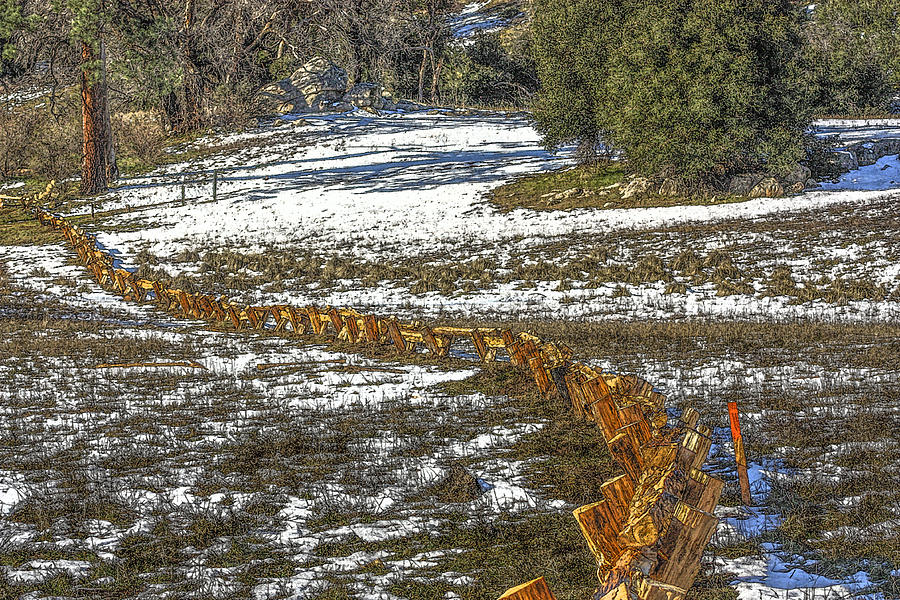 Snow Fence Digital Art by Photographic Art by Russel Ray Photos