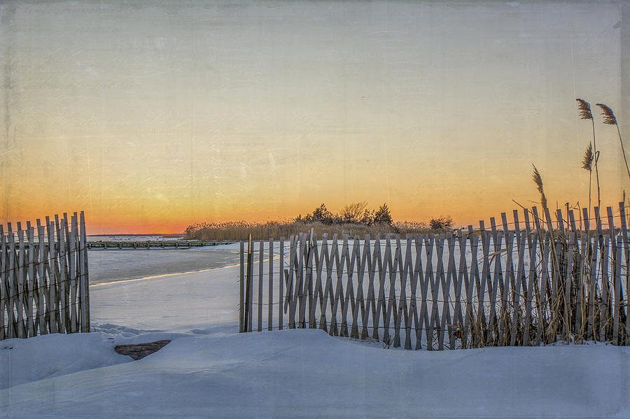 Snow Fence Sunset Photograph by Cathy Kovarik