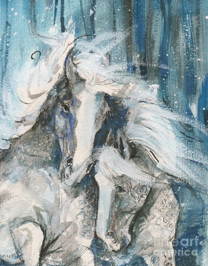 Snow Horses2 Painting by Mary Armstrong