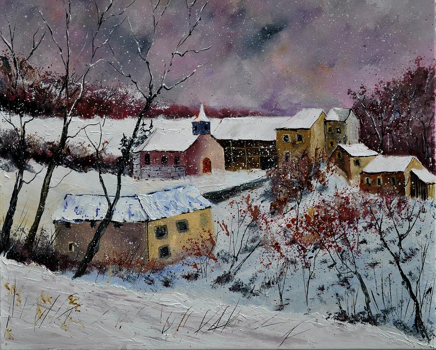 Landscape Painting - Snow in Houroy 672131 by Pol Ledent