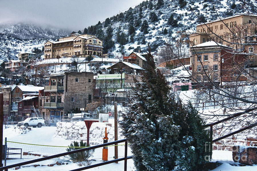 Winter Photograph - Snow in Jerome Arizona by Ron Chilston
