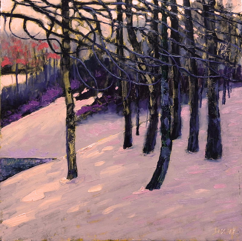 Snow in March Painting by Darrell Baschak