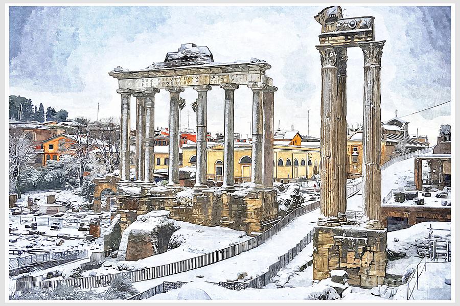 Snow in Rome Painting by Stefano Senise