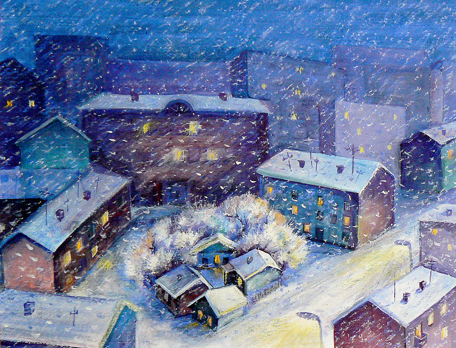 Snow in the town Mixed Media by Svetlana Nassyrov