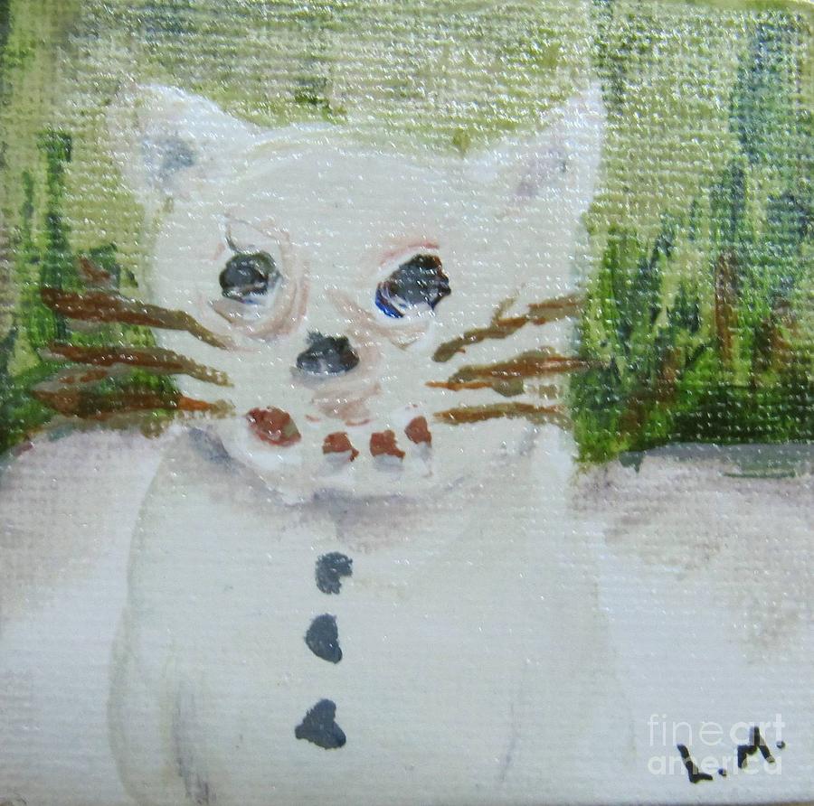 Snow Kitty Painting by Laurie Morgan