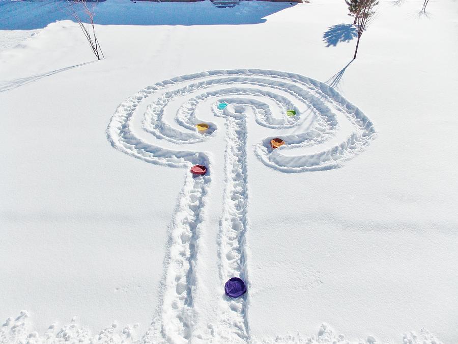 Snow Photograph - Snow Labyrinth by Deborah Moen