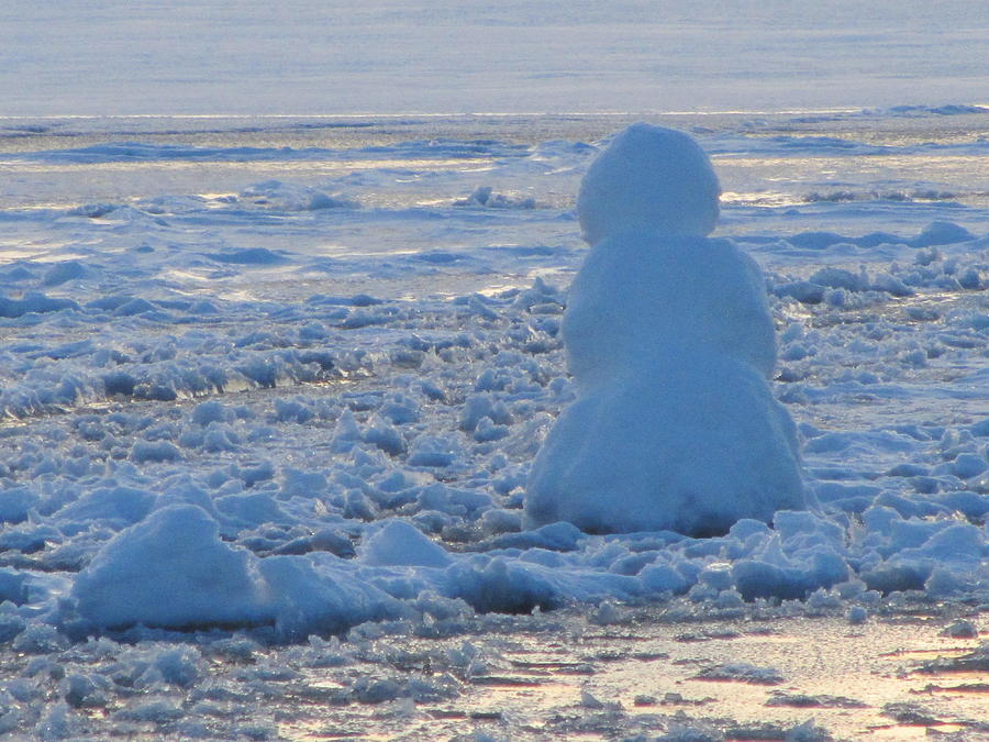 Snow Photograph - Snow-Lady Watching the Sunset by Deborah Flusberg Snow Photograph - Snow-Lady Watching the Sunset by Deborah Flusberg
