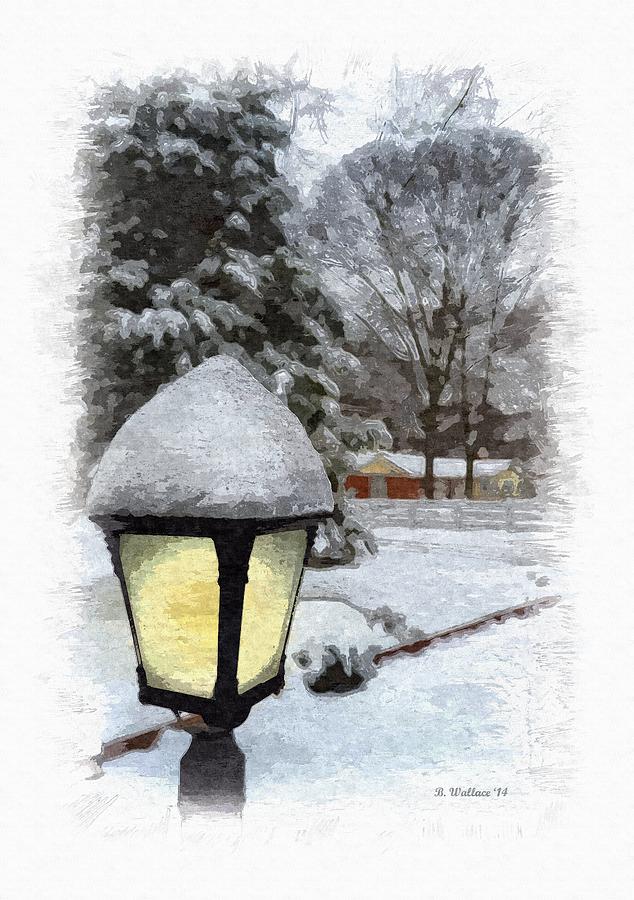 Snow Lamplight - Paint Effect Photograph by Brian Wallace