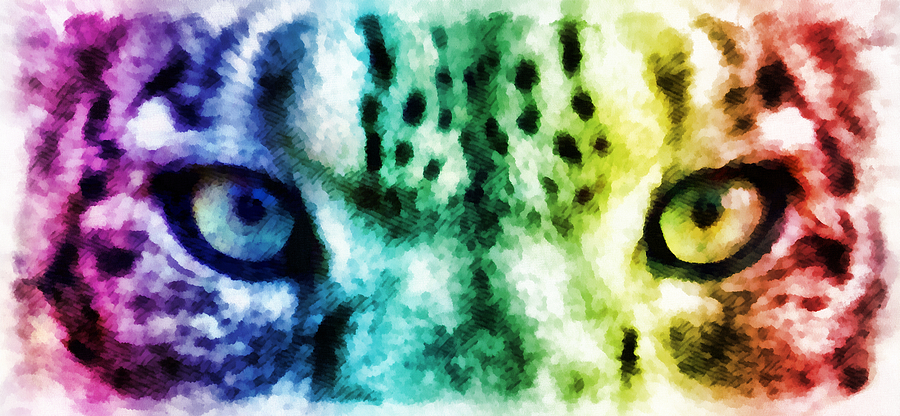 Snow Leopard Eyes 2 Mixed Media by Angelina Tamez