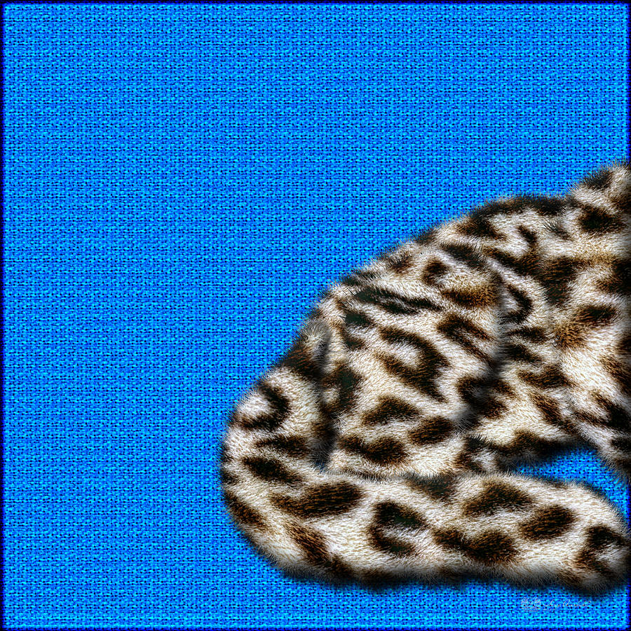 Snow Leopard Furry Bottom on Blue Digital Art by Serge Averbukh