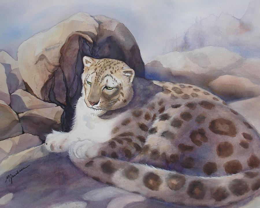 Snow Leopard Painting by Marilyn Jacobson