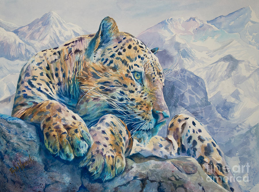 Leopard Painting - Snow Leopard by Paula Visnoski