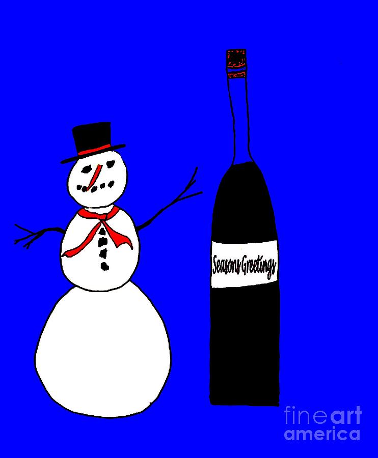 Snow Man and Bottle Painting by James and Donna Daugherty