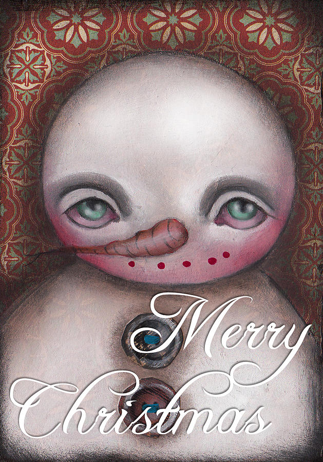 Snow Man Greeting Card II Painting by Abril Andrade